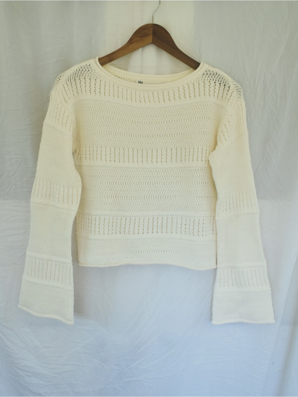 Boho Cream Bell Sleeve Open Knit Sweater - NWT